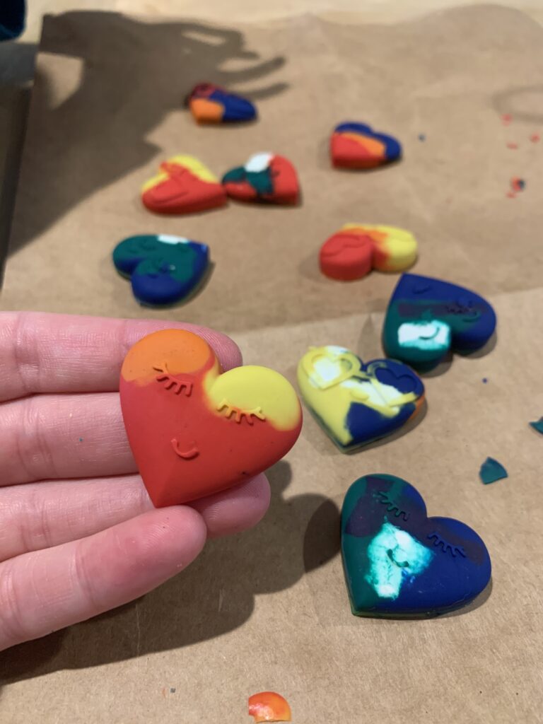 homemade heart shaped crayons