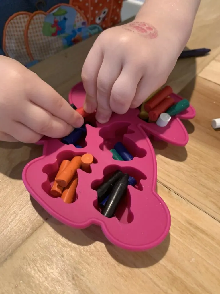 making bunny crayons in silicone mold