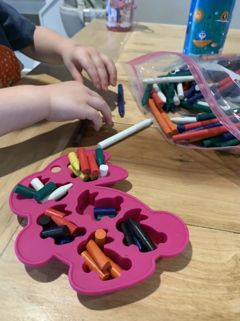 making bunny crayons in silicone mold