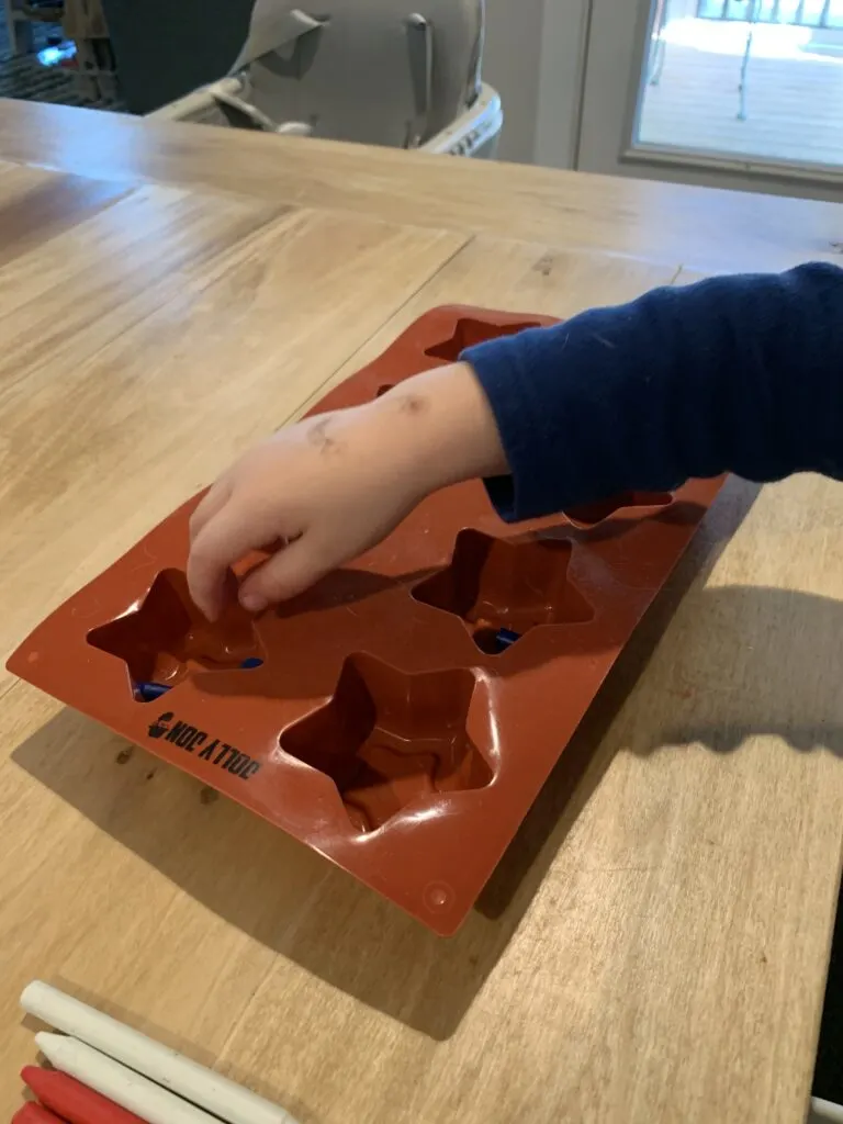 making crayons in a silicone mold