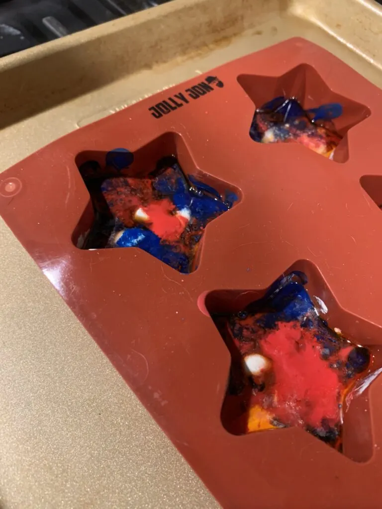 melted crayons in a star mold