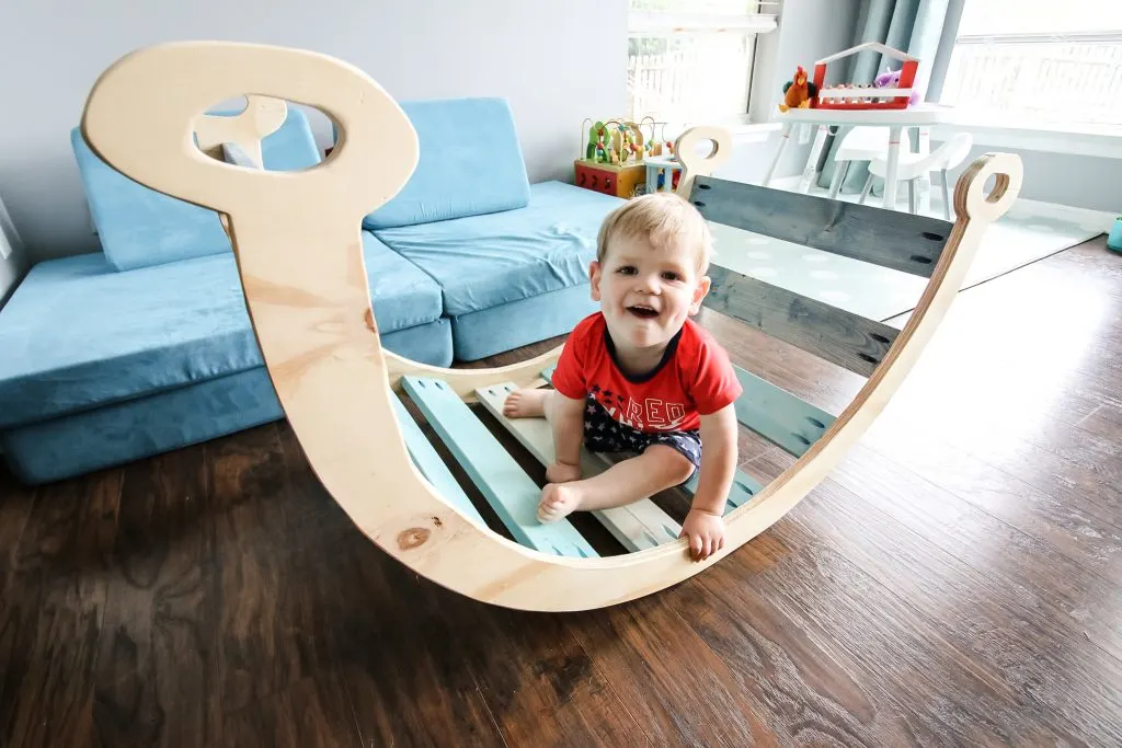 pikler inspired arch and rocker climbing toy for toddlers