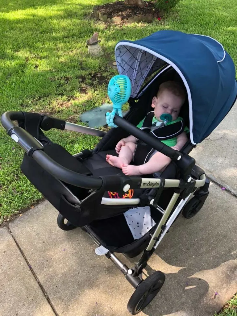 baby sleeping in mockingbird stroller