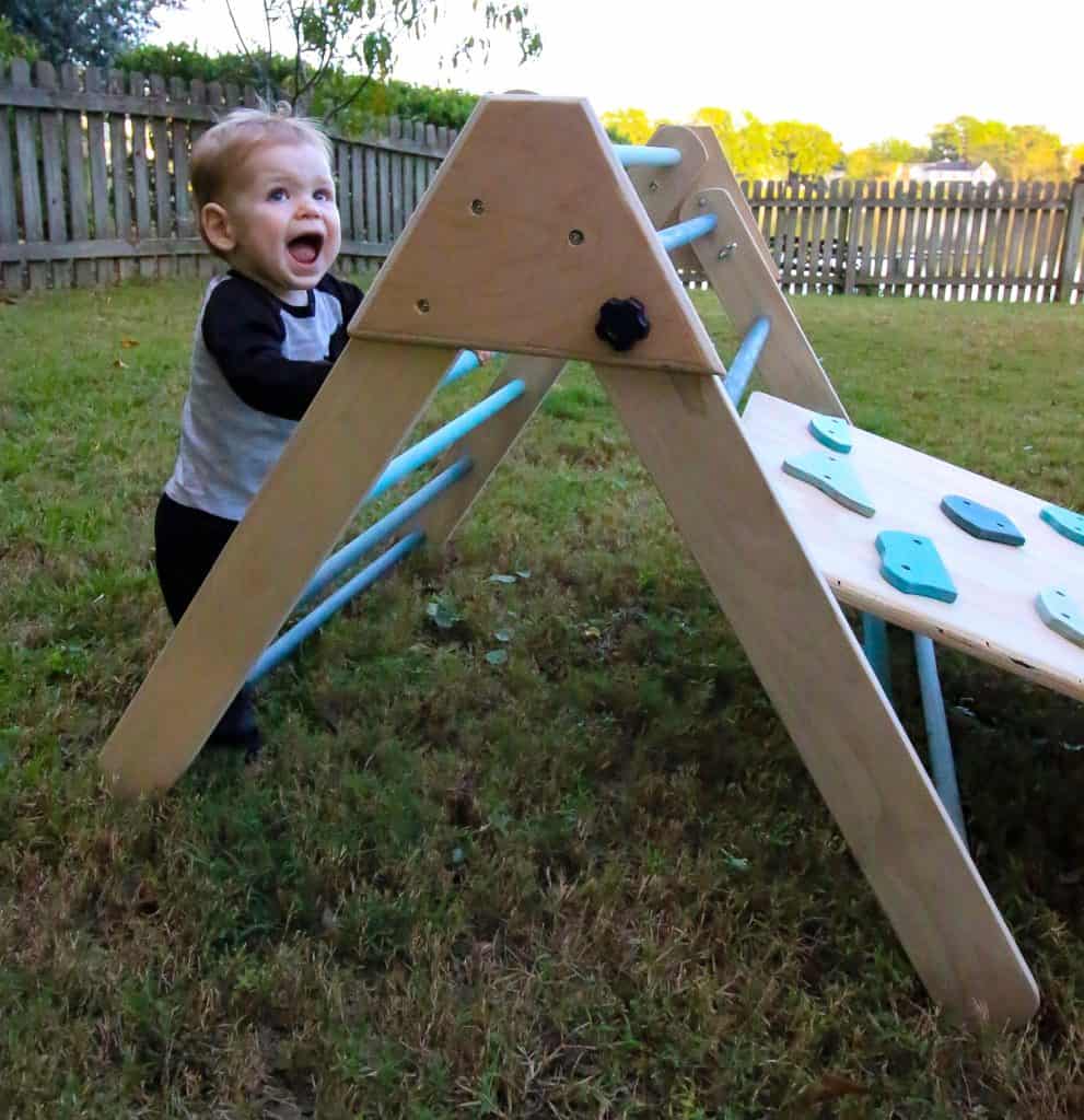 toddler climbing pikler triangle