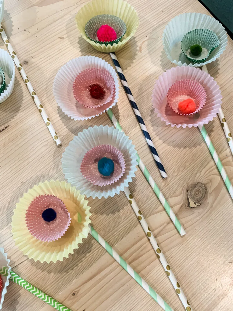 cupcake liner flowers drying