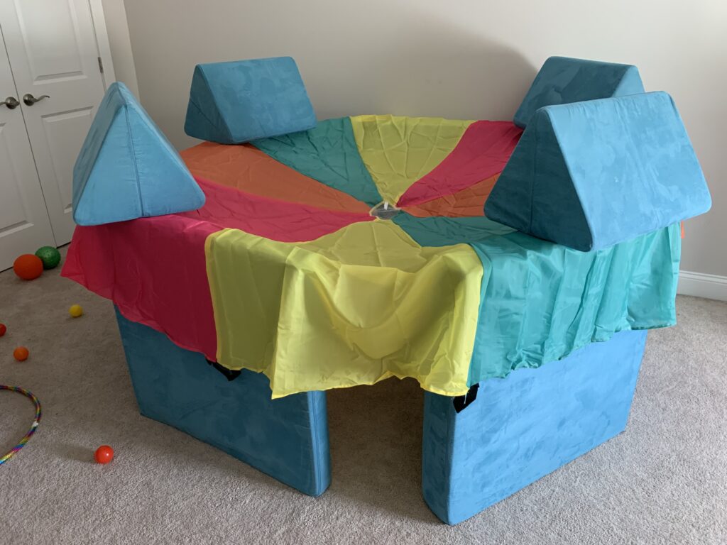 Nugget fort with parachute