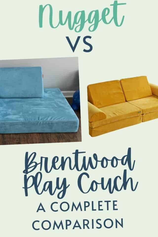 Nugget Couch vs Brentwood Play Couch Celebrating with kids