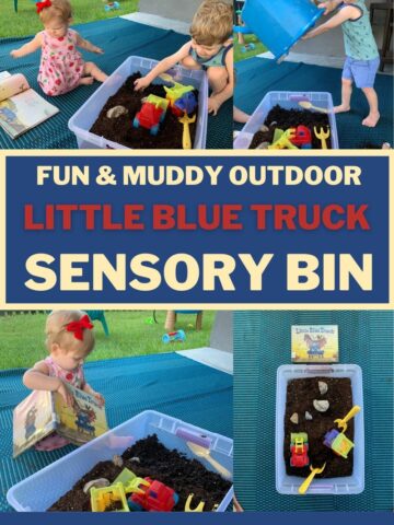 little blue truck sensory bin idea