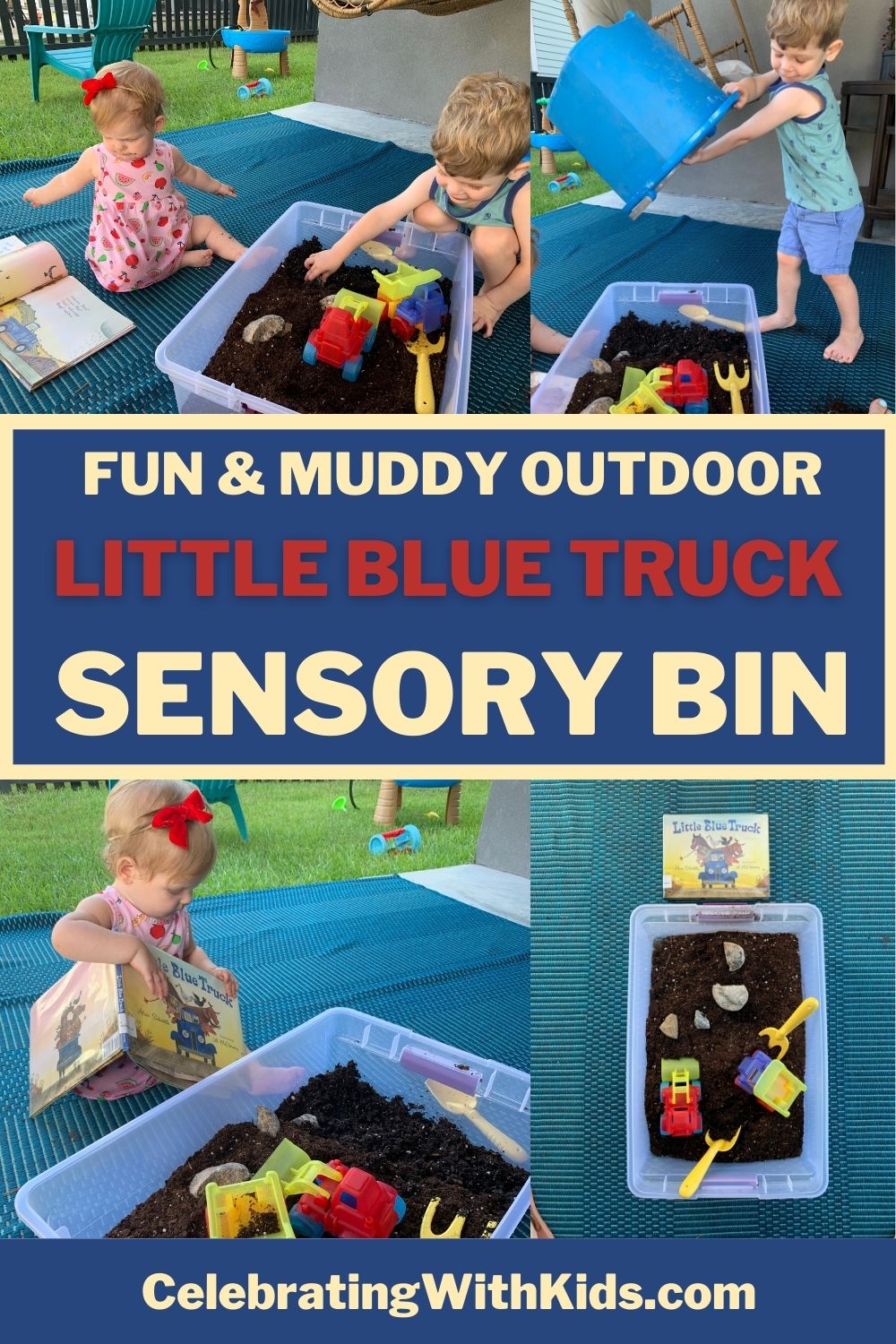 little blue truck sensory bin idea