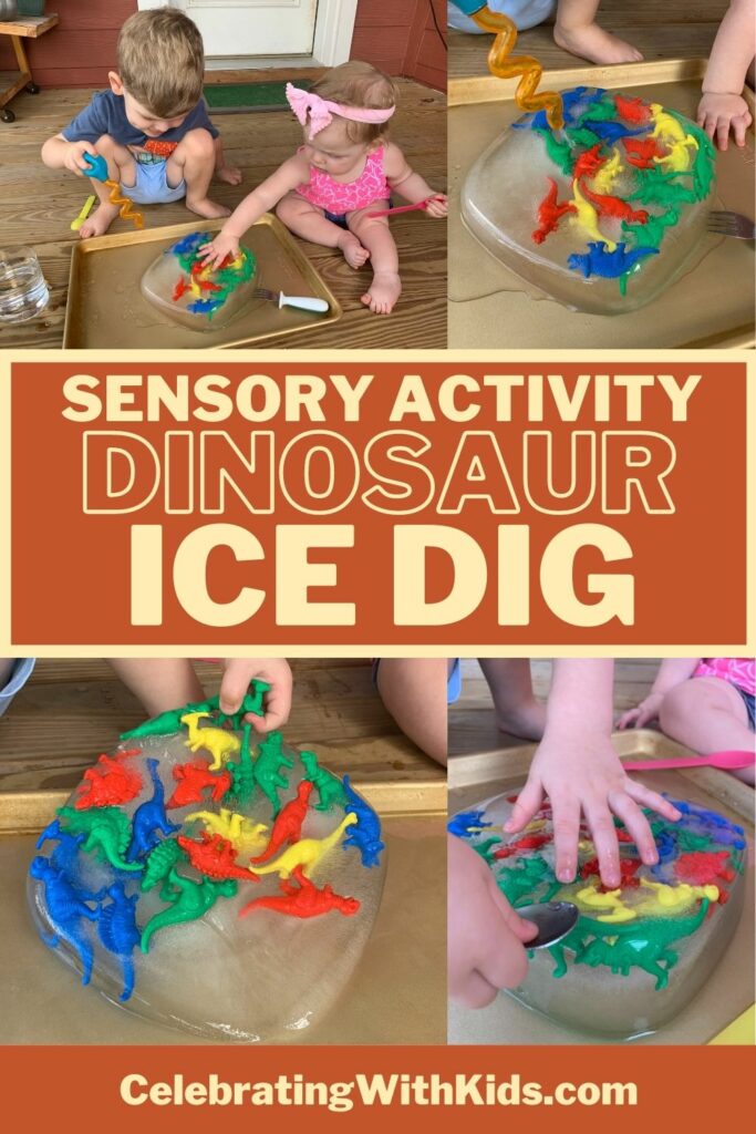 sensory activity - dinosaur ice dig for kids