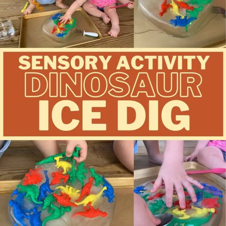 sensory activity - dinosaur ice dig for kids