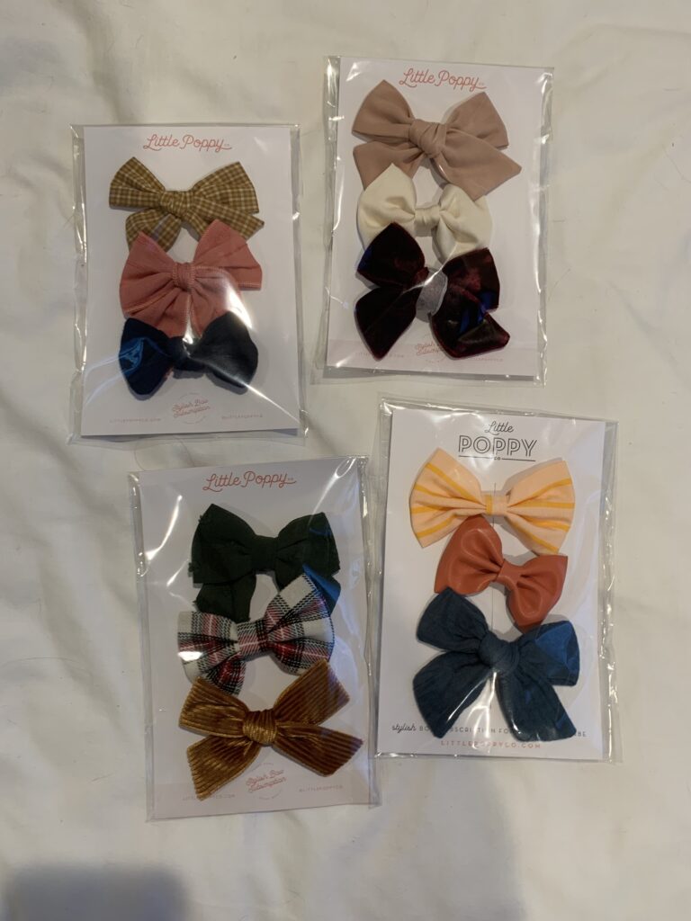 sample of little poppy co 3 pack bows