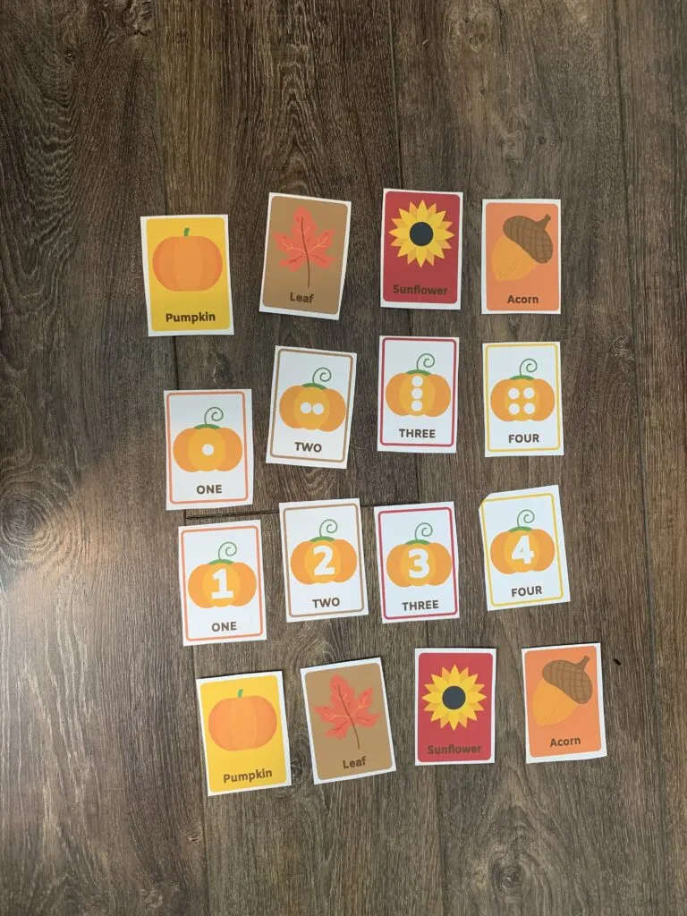 printable fall matching game with pieces cut out