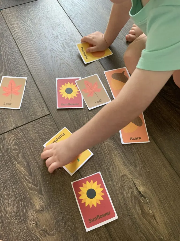 printable fall matching game with pieces cut out