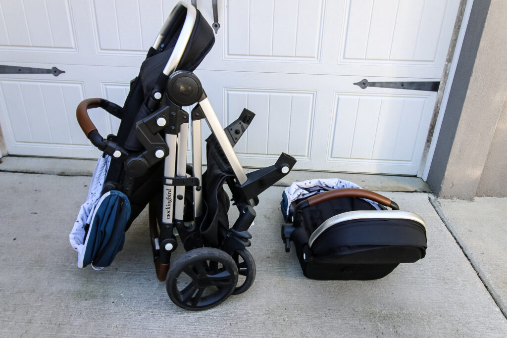 folded mockingbird double stroller with seat removed