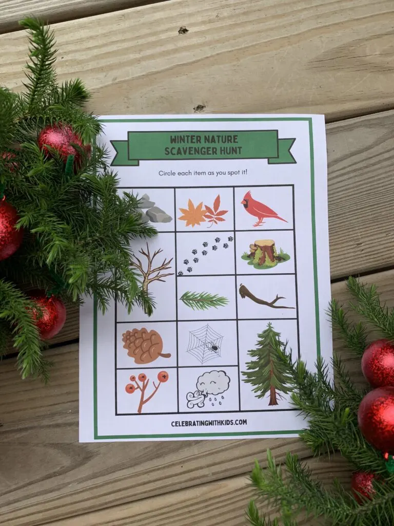 winter nature scavenger hunt