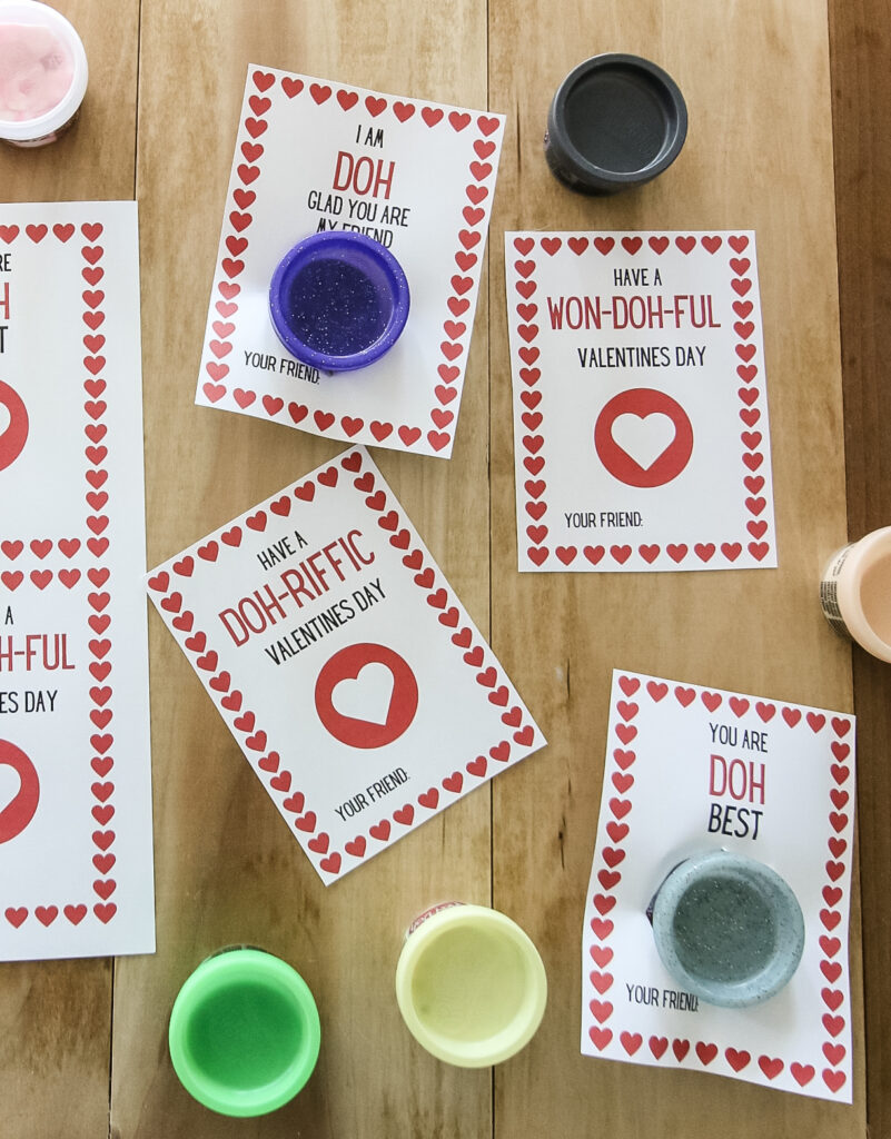 play doh valentines on a table