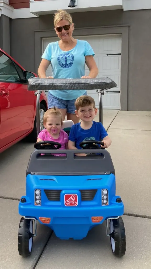 Step2 Side-By-Side Push Around SUV with two toddlers