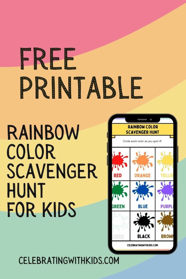 Rainbow color scavenger hunt for kids [free printable!] - Celebrating ...