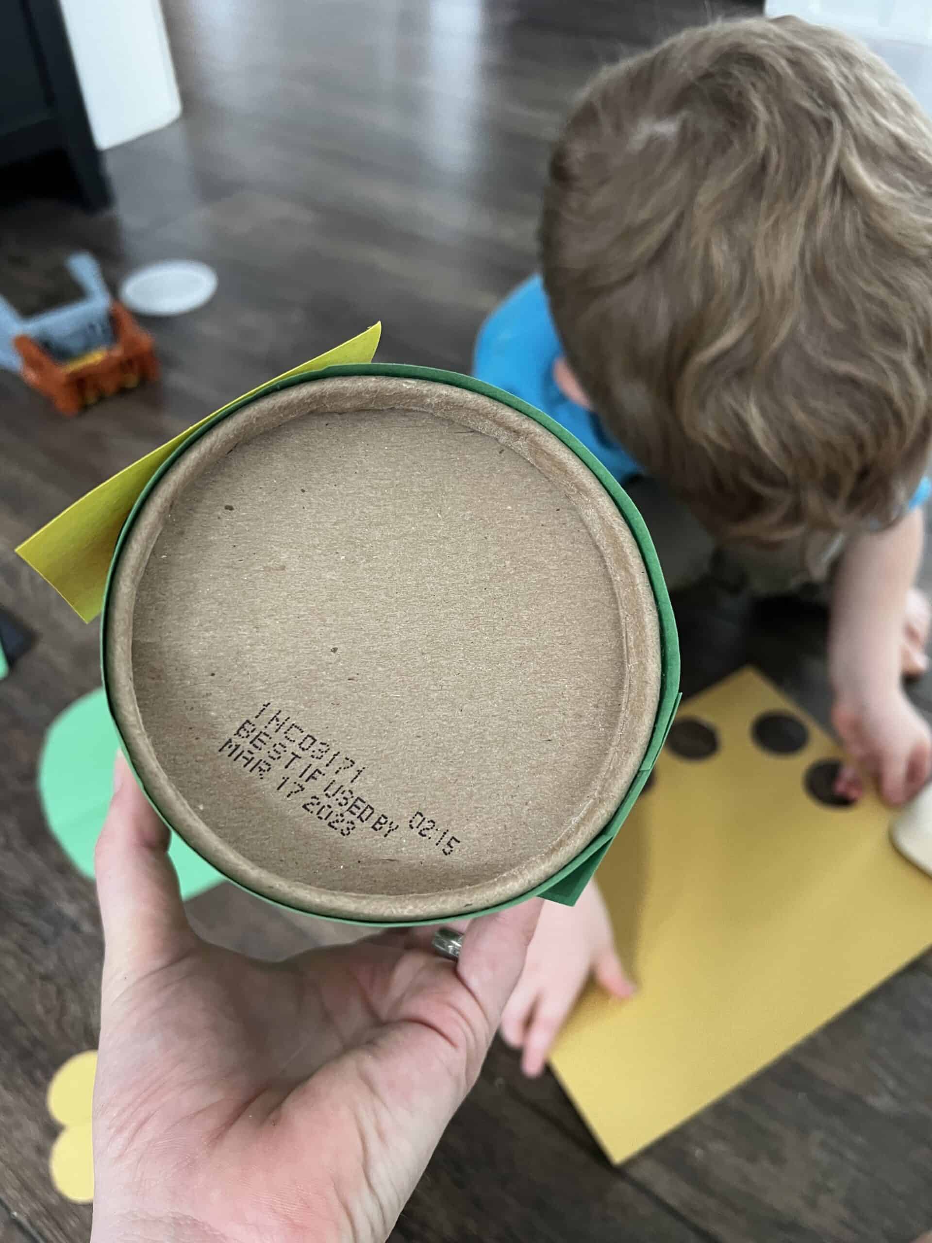 bottom of oatmeal container when wrapped in paper