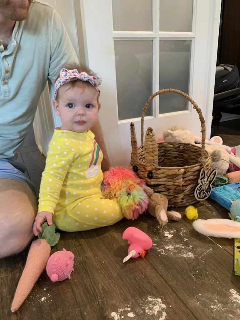baby girl with easter basket