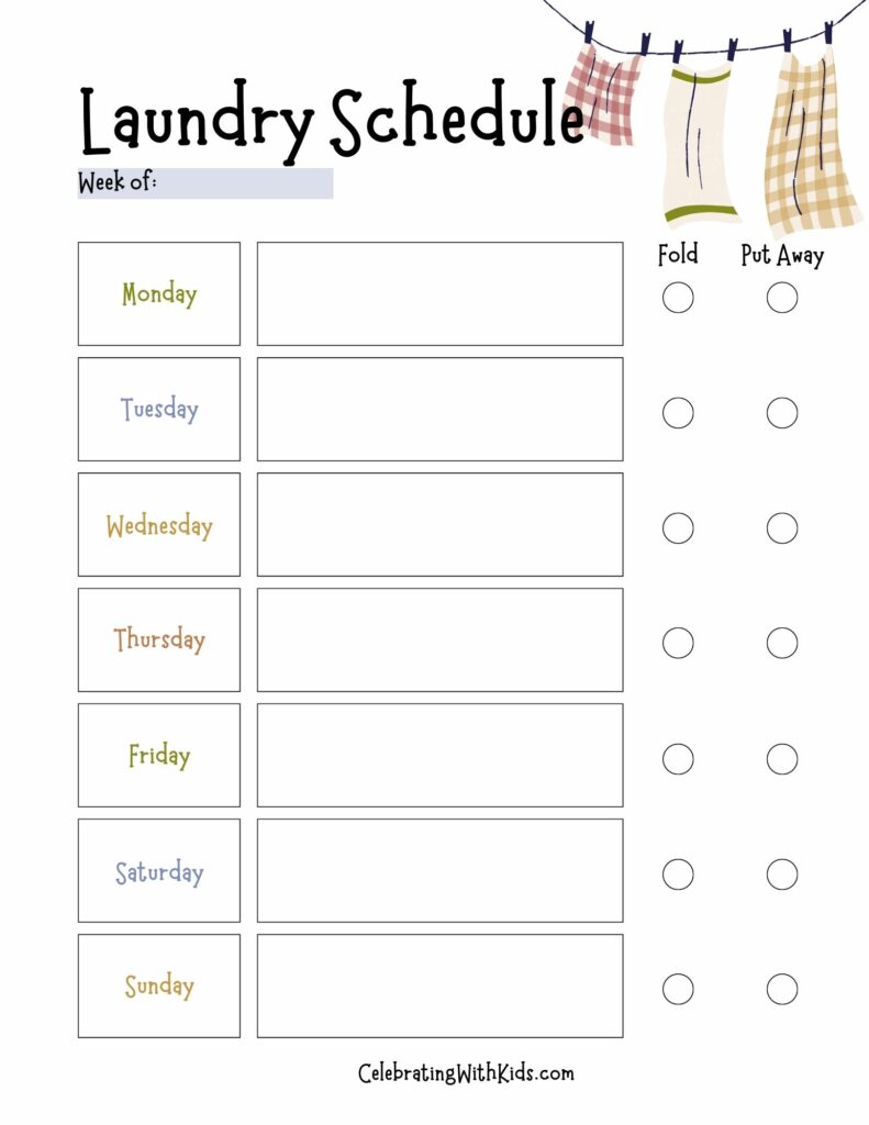 Laundry Schedule Printable