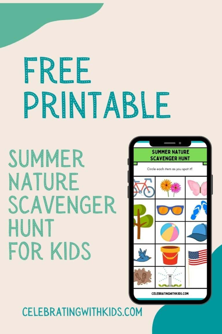 Summer Scavenger hunt for kids (free printable!) - Celebrating with kids