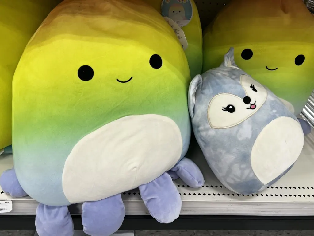 squishmallows on a shelf