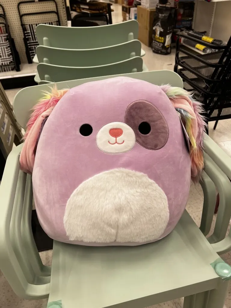 squishmallow on a chair