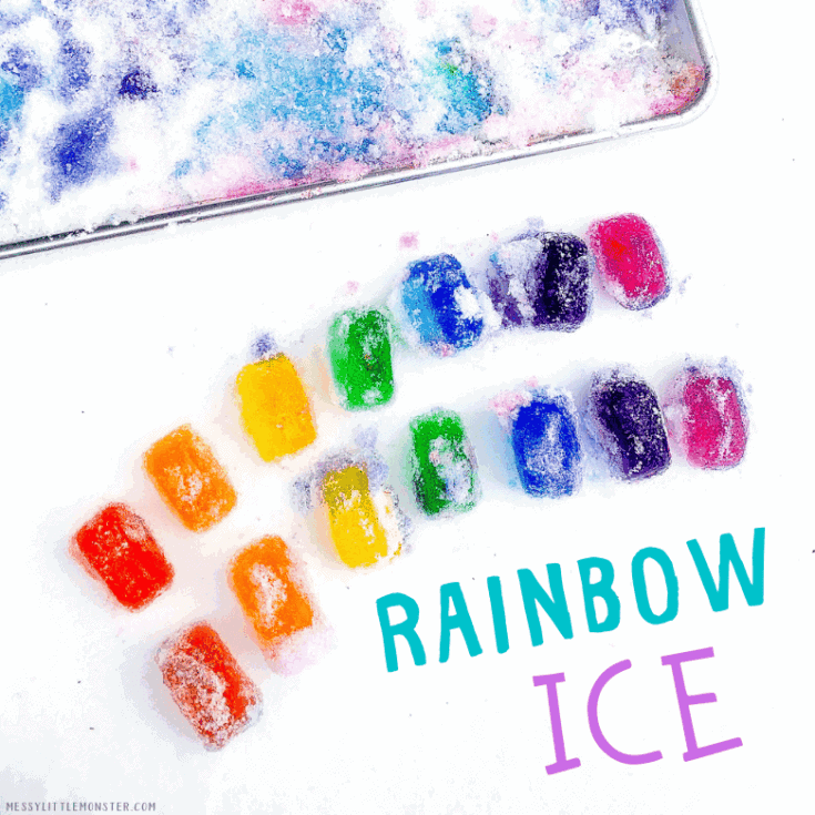 Image for Rainbow Ice Snow Activity for Kids - plus ideas for if you have no snow ideas too!)