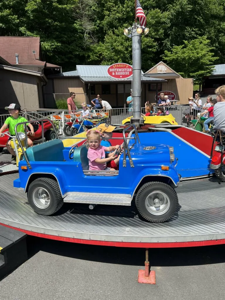 toddlers on ride at tweetsie railroad