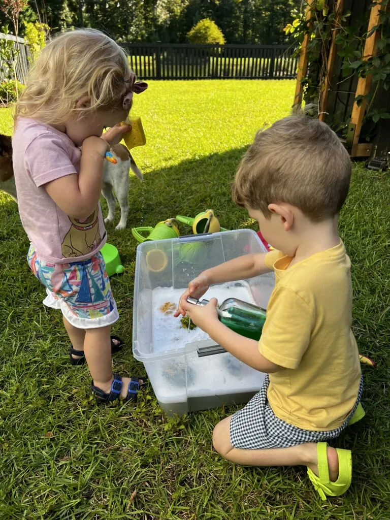 pumpkin wash sensory bin