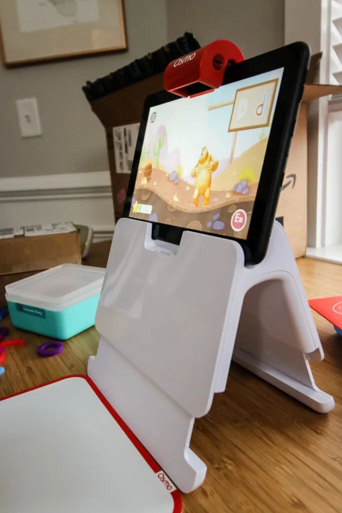 osmo tablet game being used by a preschooler