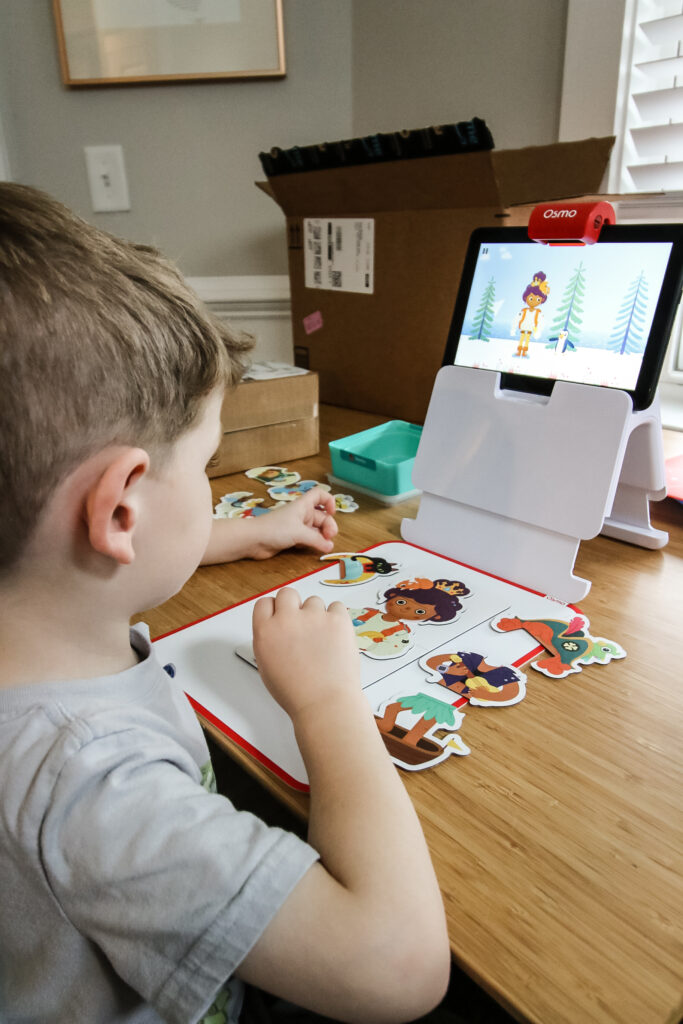 osmo tablet game being used by a preschooler