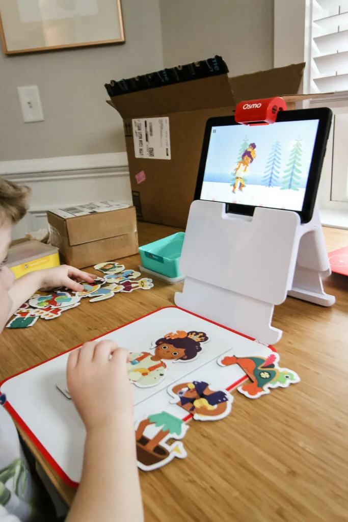 osmo tablet game being used by a preschooler