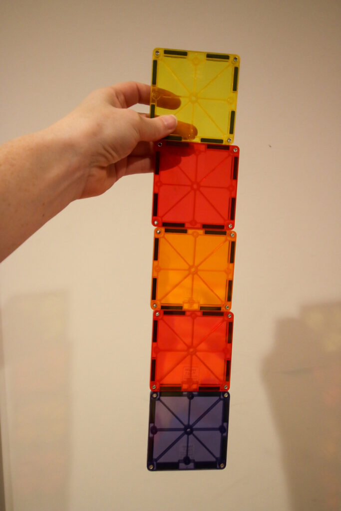 five connected magna tiles