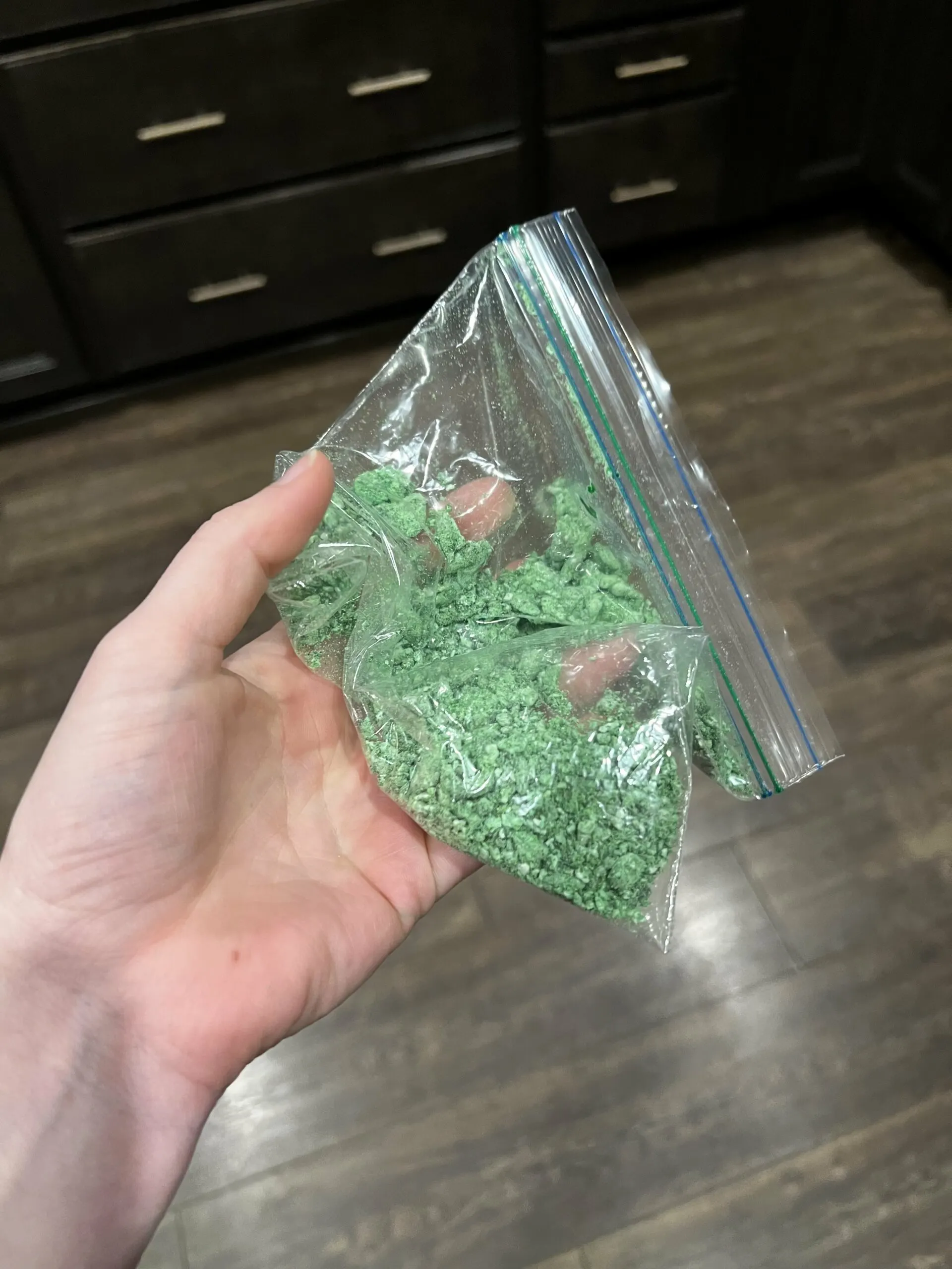 mixing flour in a plastic bag