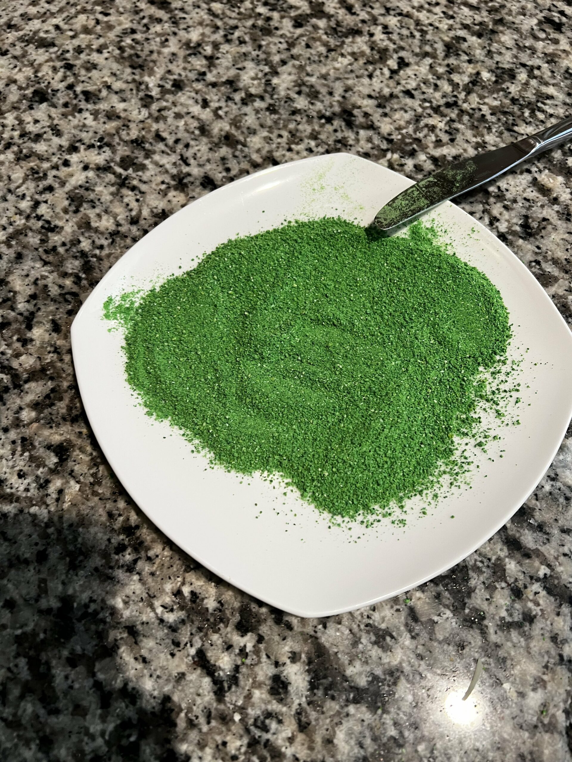 dyed green flour on a plate