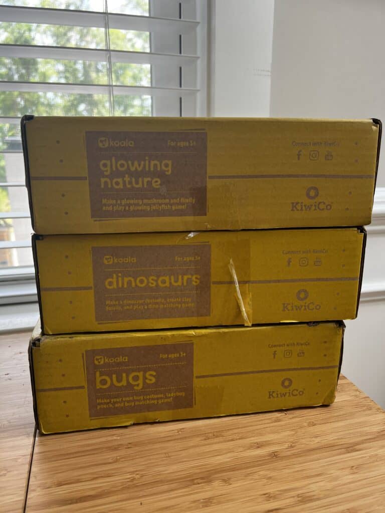 stack of boxes of kiwico koala crates