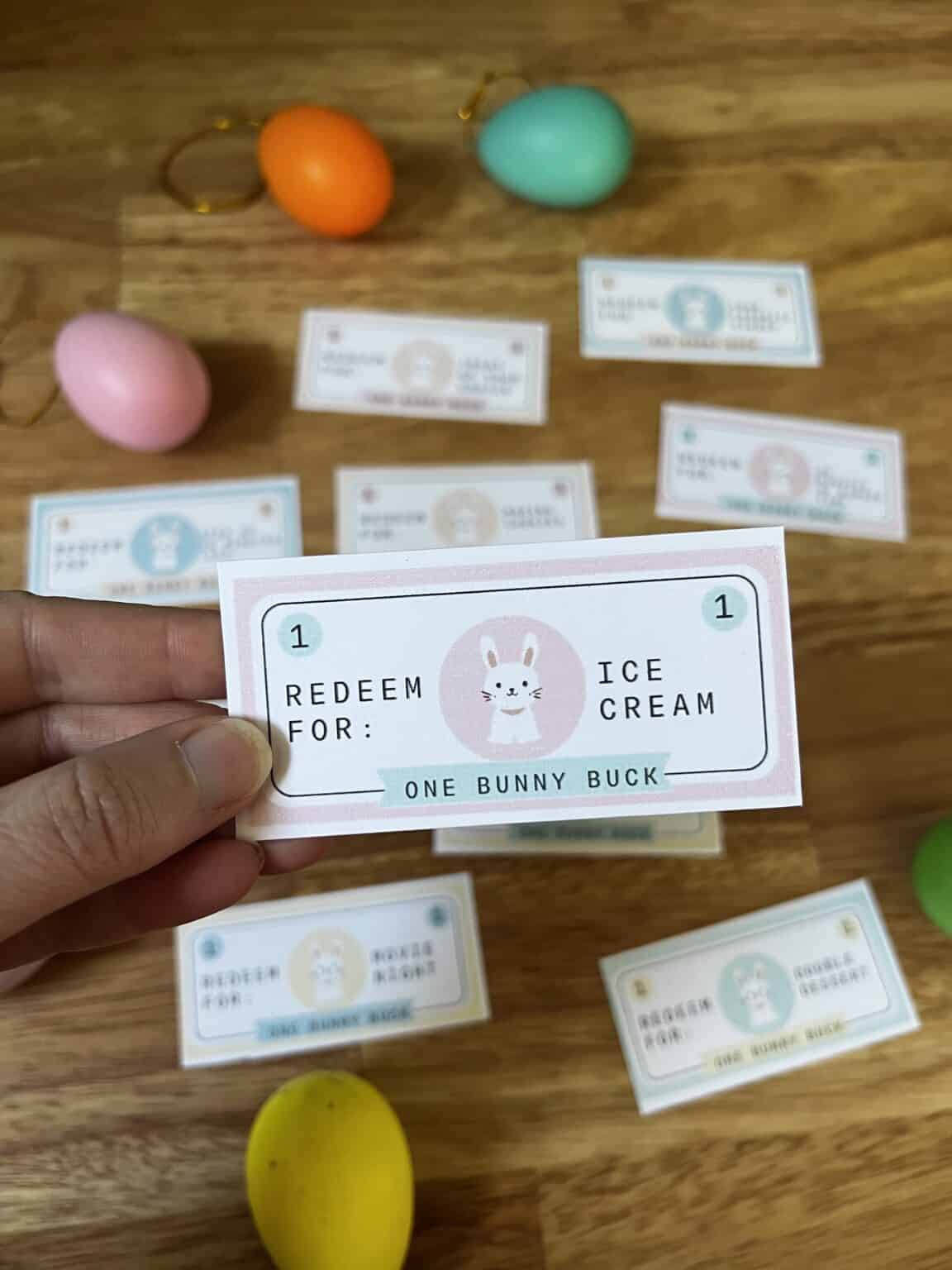 Easter Bunny Bucks - free printable - Celebrating with kids