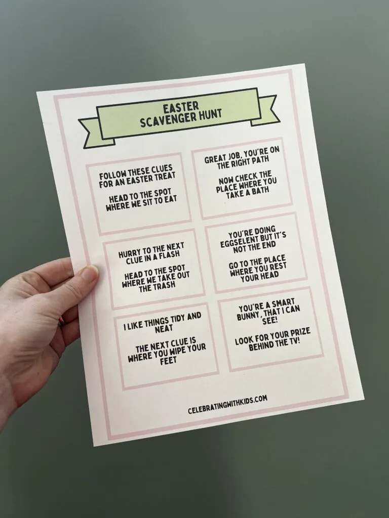 printable easter scavenger hunt clues