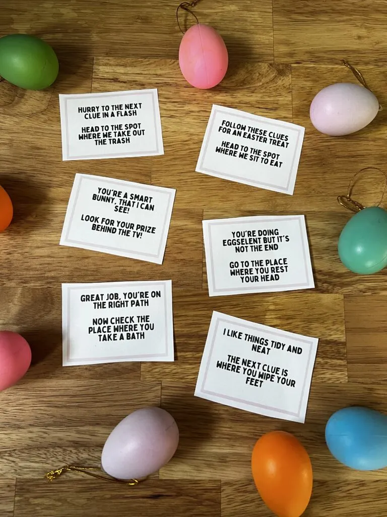 printable easter scavenger hunt clues