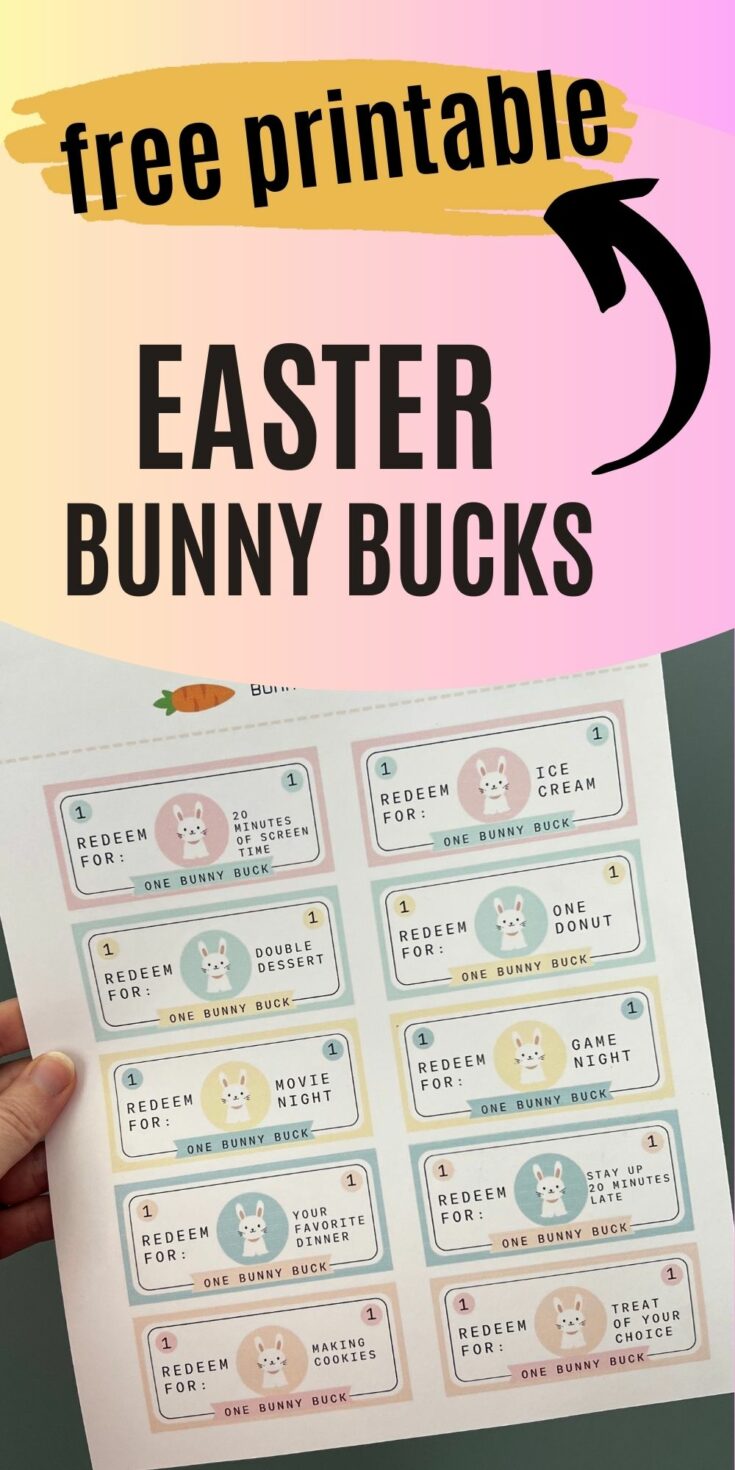 Easter Bunny Bucks free printable Celebrating with kids