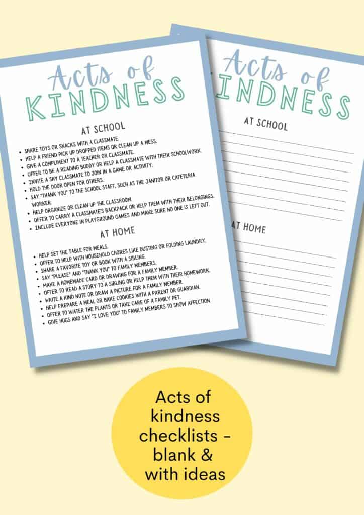 acts of kindness checklist