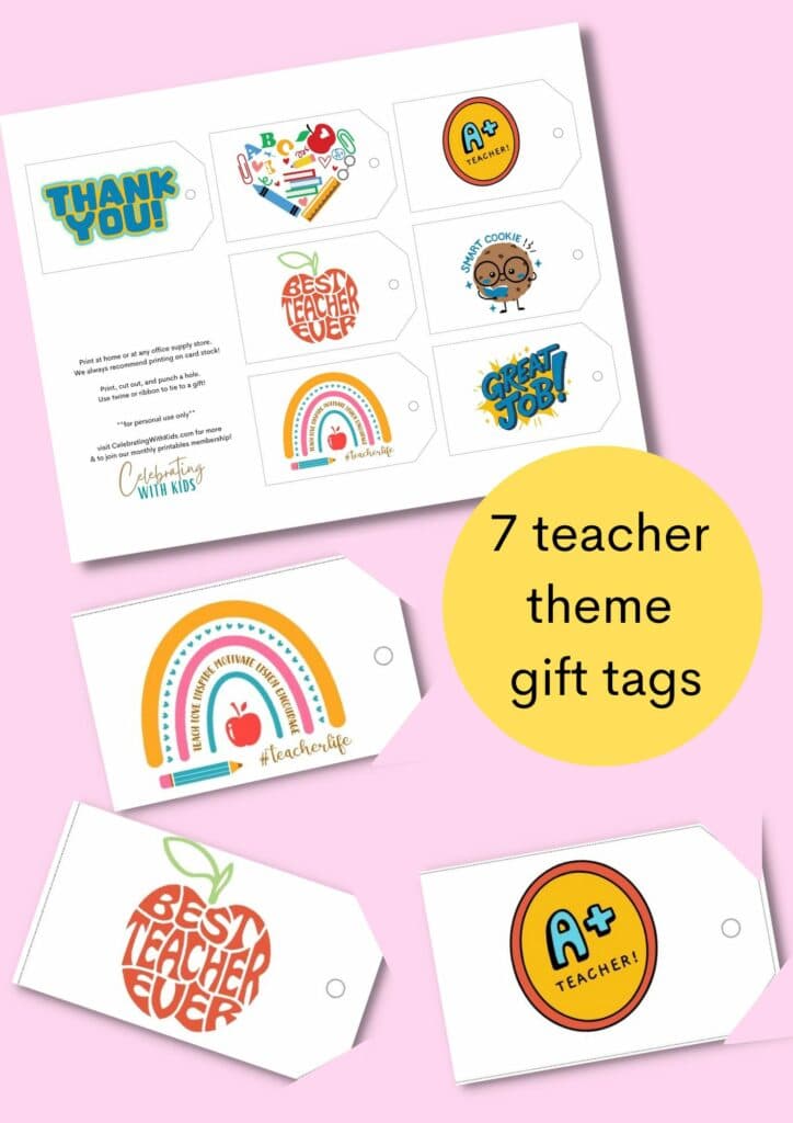 teacher themed gift tags