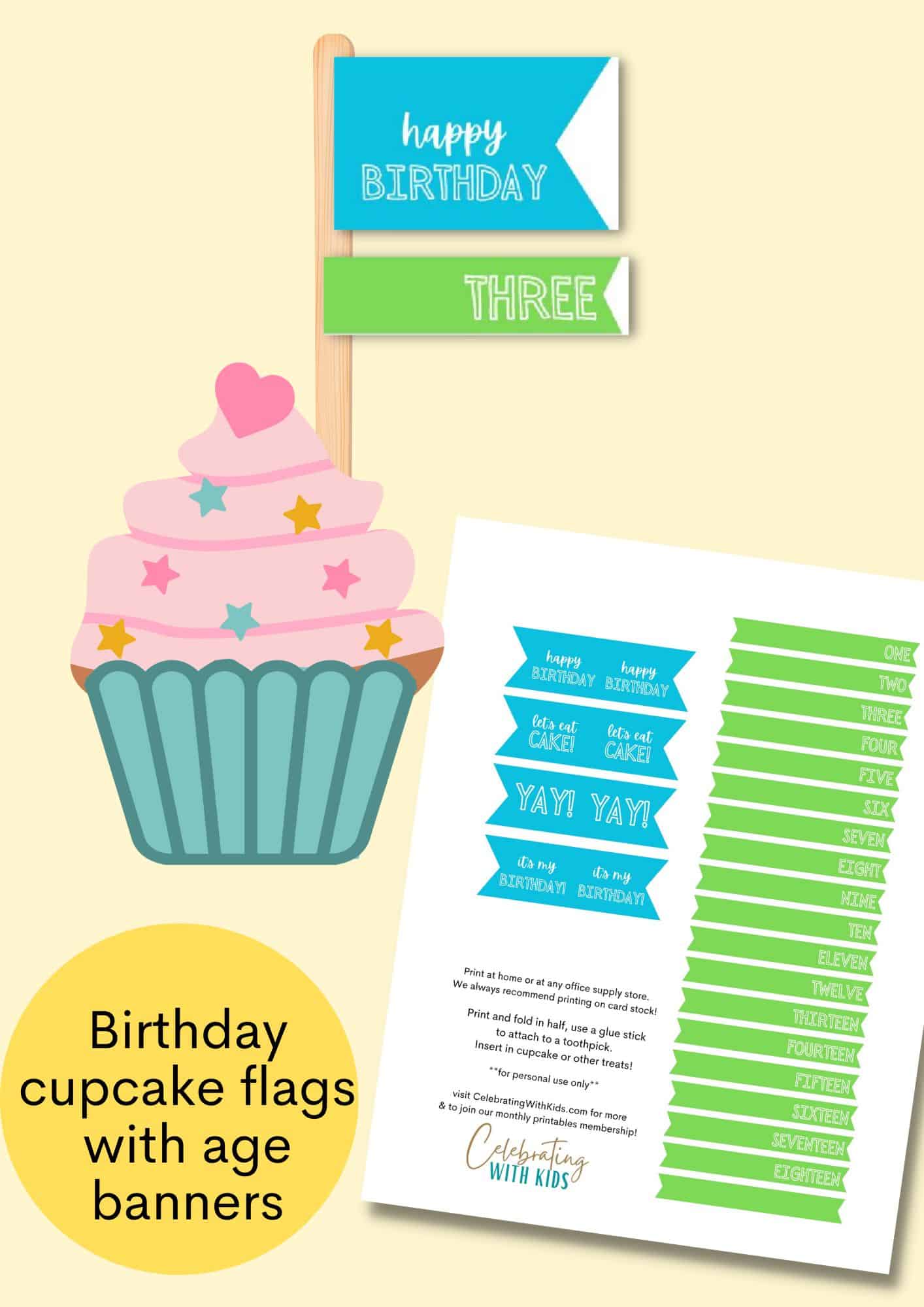 birthday cupcake flags
