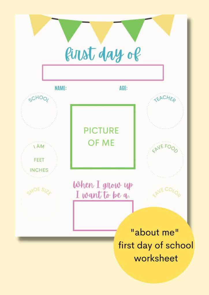 first day of school worksheet