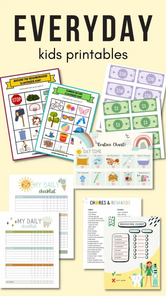 Everyday kids printables