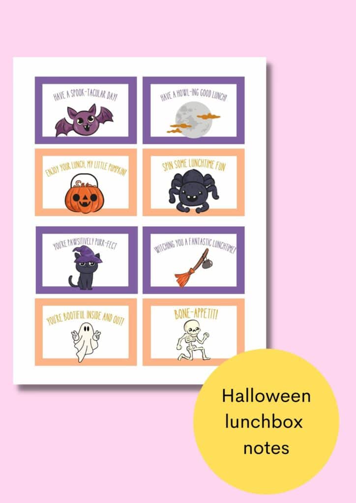 Halloween lunchbox notes