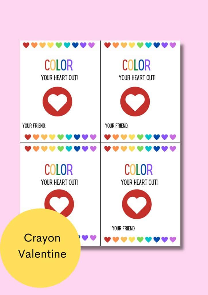 crayon valentines class gift tags